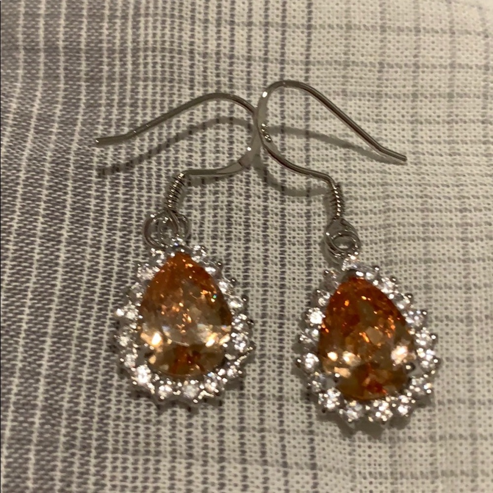 Apricot and Cubic Zirconia Pear Shaped Earrings!